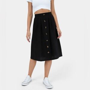 Halara High Waisted Side Pocket Button A Line Midi Casual Cotton Skirt Size XL